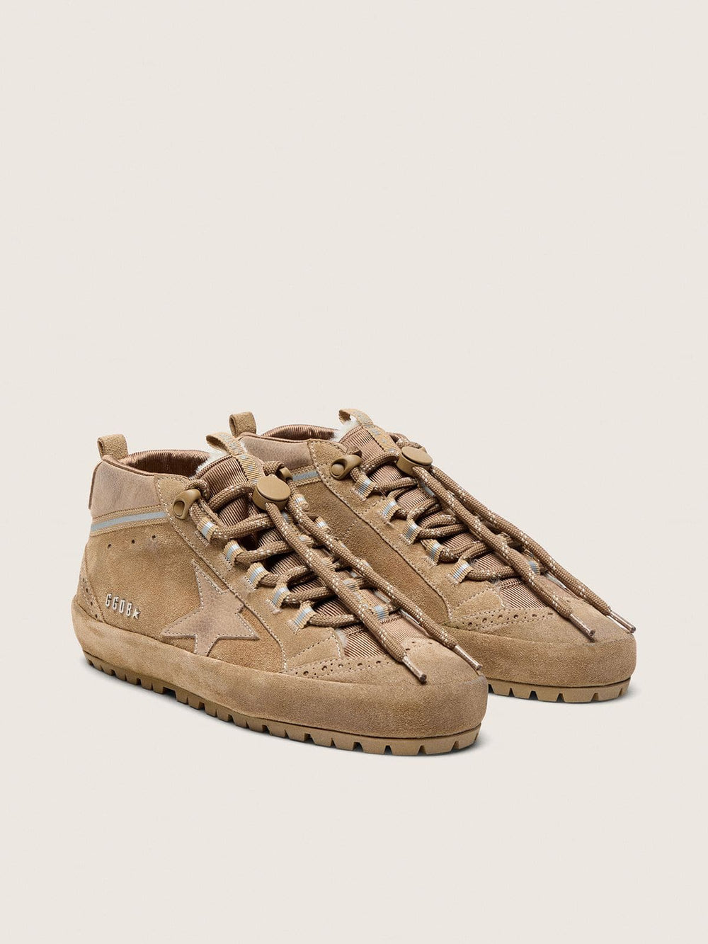 Golden Goose Women's Mid Star Ski in caramel suede with nubuck star and suede heel tab