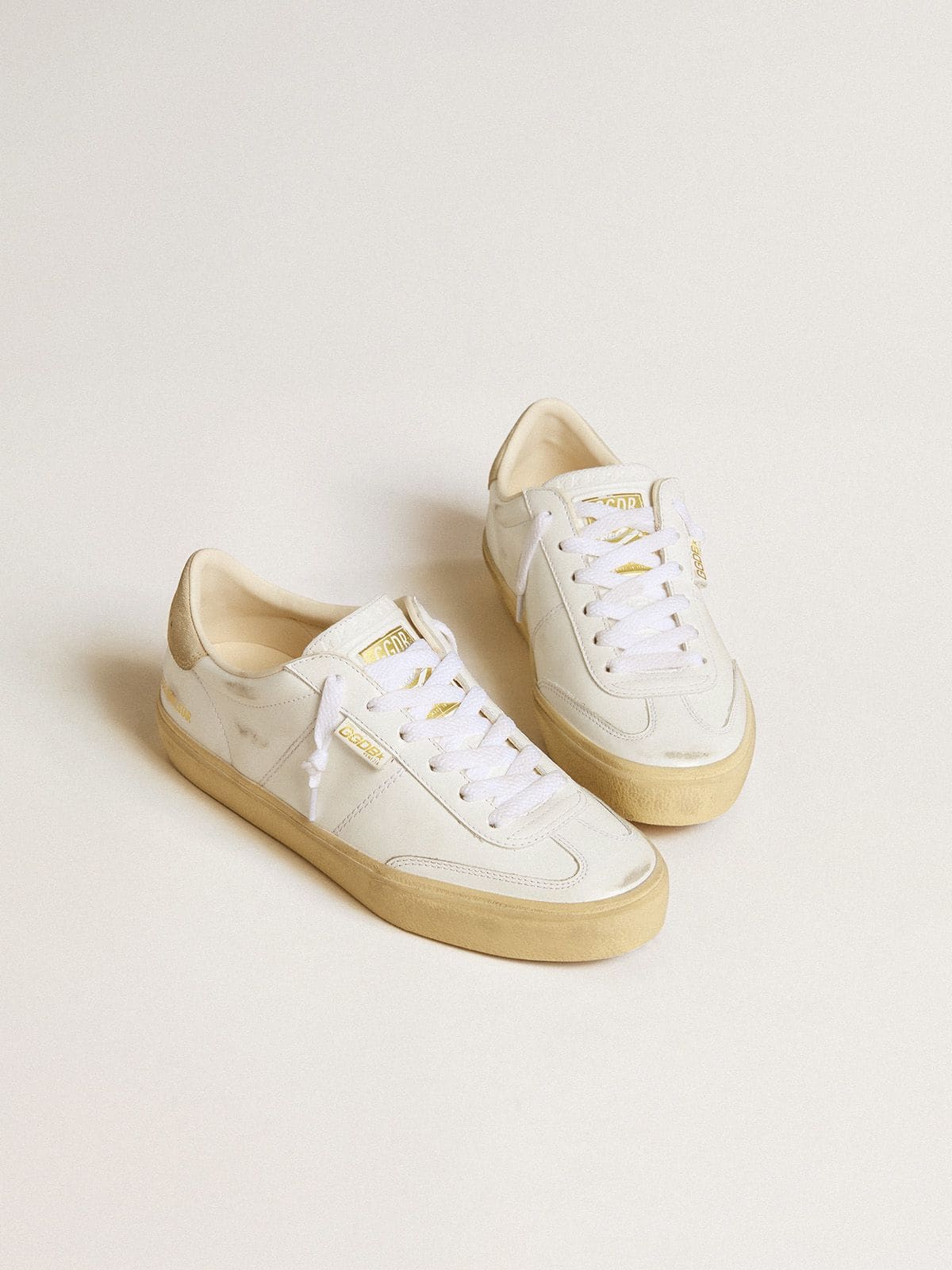 Golden Goose Women's Soul Star in white leather with beige suede heel tab