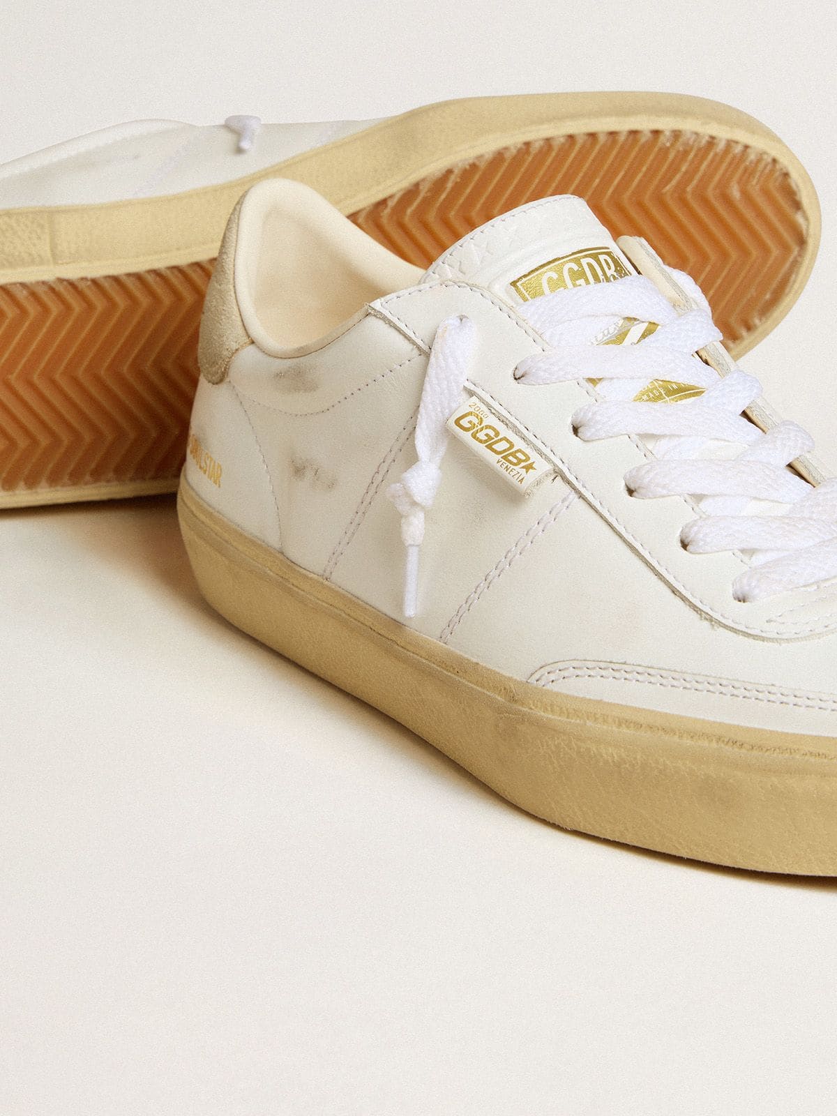 Golden Goose Women's Soul Star in white leather with beige suede heel tab