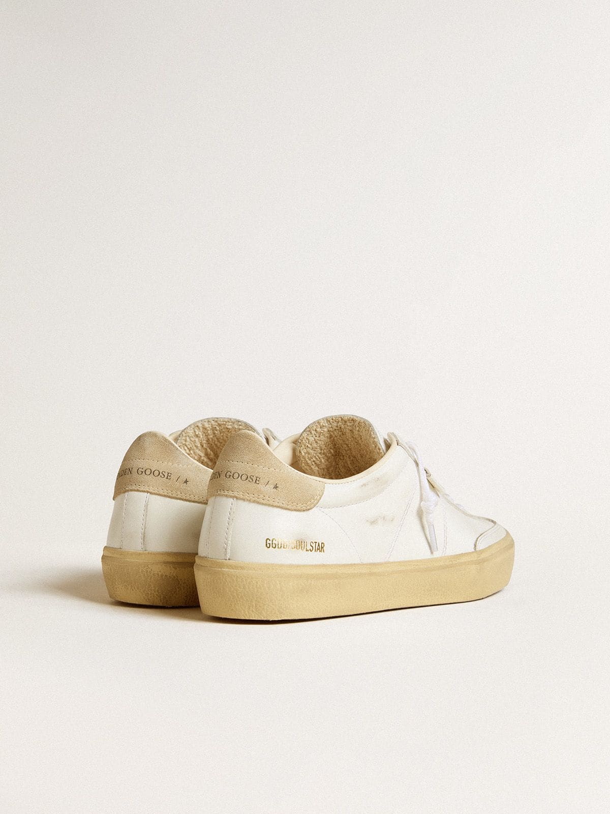 Golden Goose Women's Soul Star in white leather with beige suede heel tab