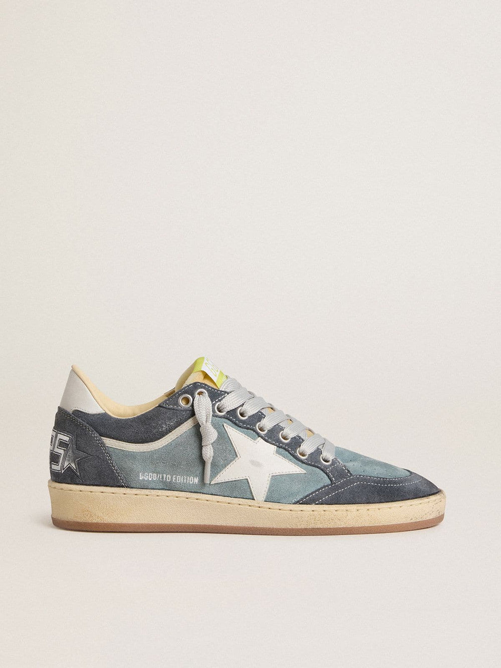 Golden Goose Women's Ball Star LTD in light blue suede with milk-white leather star and heel tab