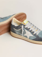 Golden Goose Women's Ball Star LTD in light blue suede with milk-white leather star and heel tab