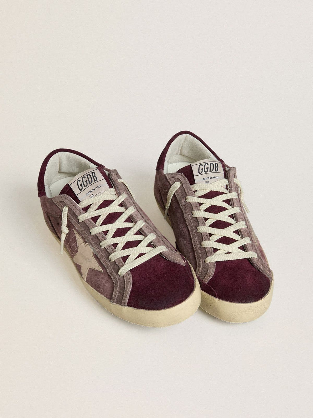 Golden Goose Women's Super-Star LTD in lilac suede with silver metallic leather star and suede heel tab