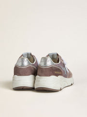 Golden Goose Women's Running Sole  in lavender nylon and suede with printed star and silver leather heel tab