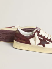 Golden Goose Women’s Stardan in white nappa with burgundy suede star and heel tab