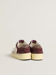 Golden Goose Women’s Stardan in white nappa with burgundy suede star and heel tab