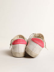 Golden Goose Women's white leather Super-Star with perforated star and fuchsia nylon heel tab