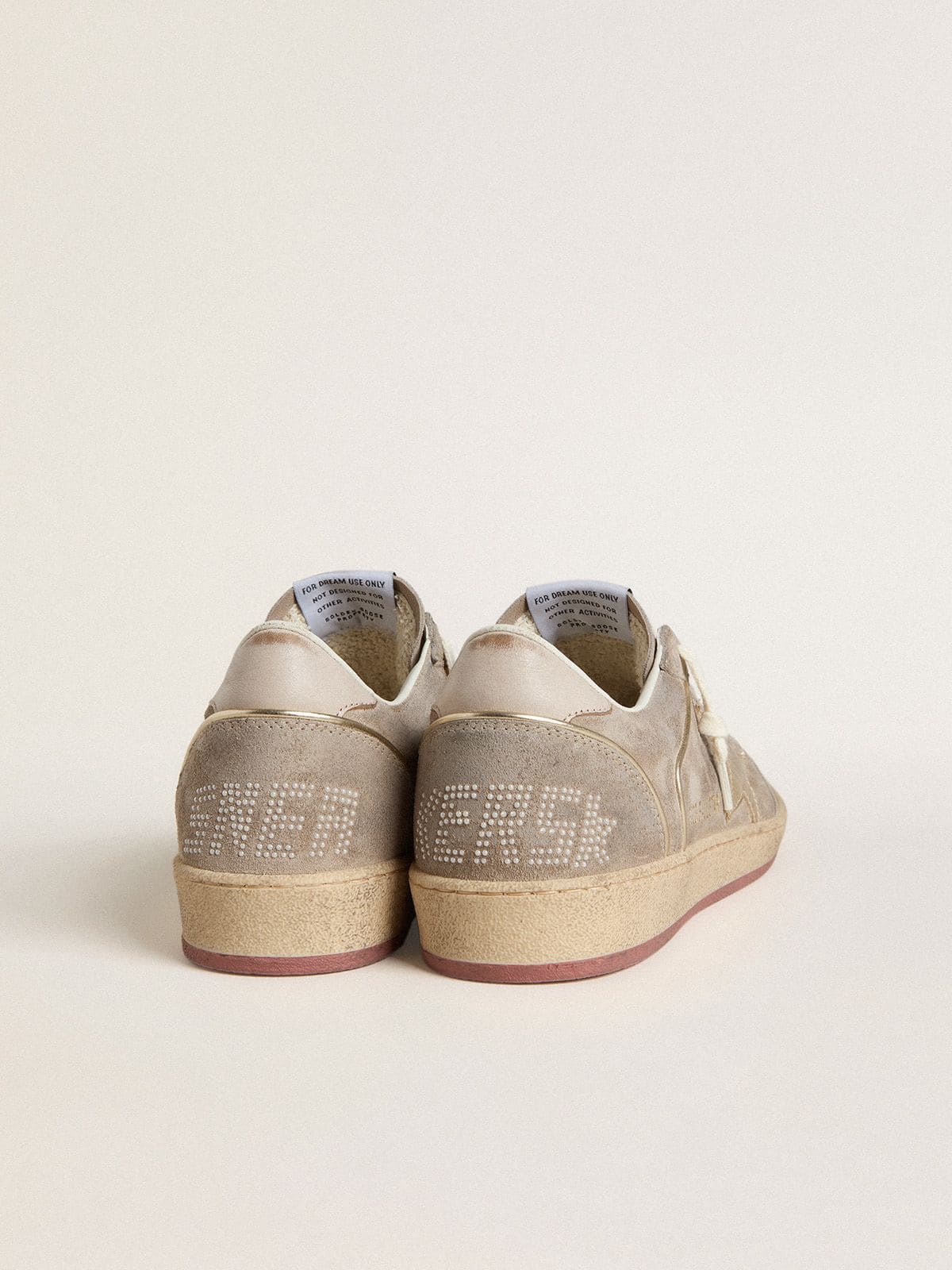 Golden Goose Women's Ball Star in beige suede with gold metallic leather star and bead lettering