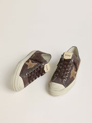 Golden Goose Women's V-Star in brown nubuck with tobacco-colored suede star