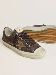 Golden Goose Women's V-Star in brown nubuck with tobacco-colored suede star
