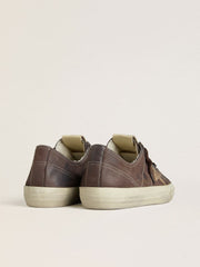 Golden Goose Women's V-Star in brown nubuck with tobacco-colored suede star