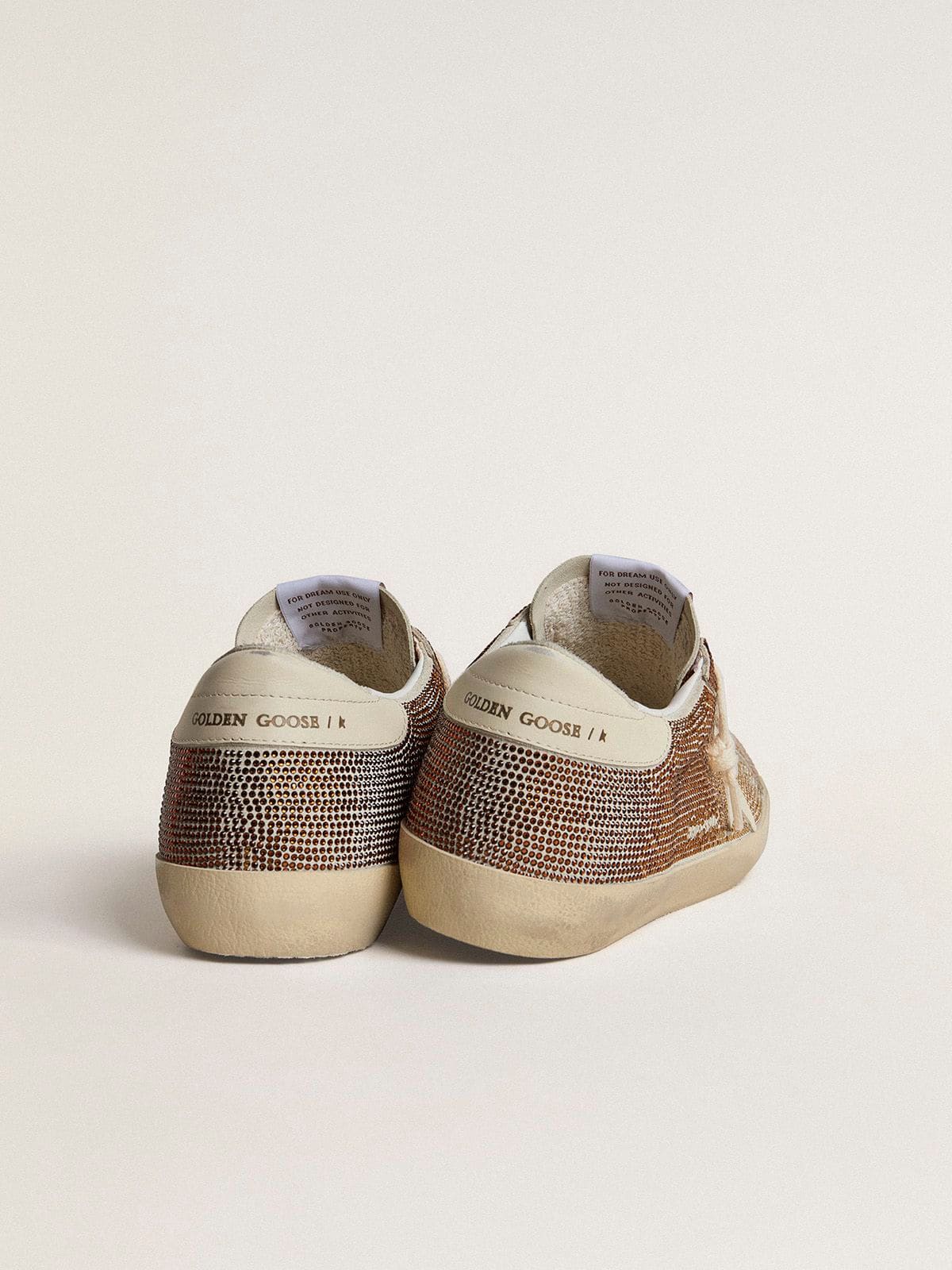 Golden Goose Super-Star in beige suede and multicolored crystals with cream-colored leather star and heel tab