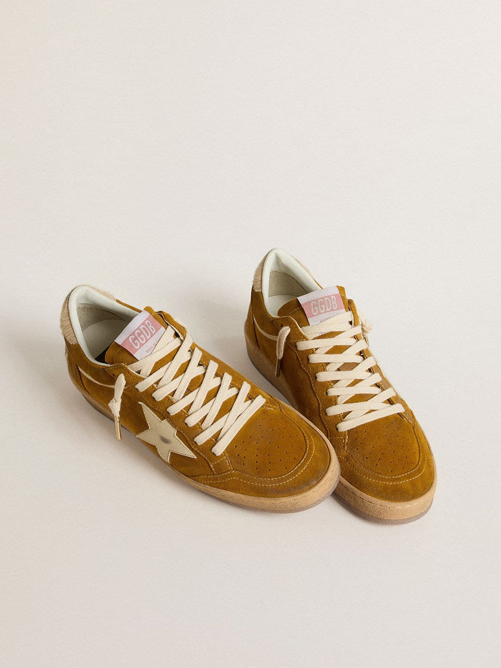 Golden Goose Women's Ball Star in suede with beige leather star and pony skin heel tab
