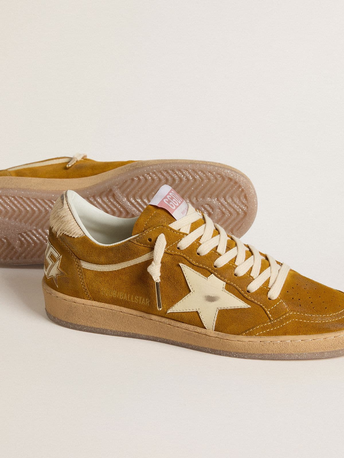 Golden Goose Women's Ball Star in suede with beige leather star and pony skin heel tab