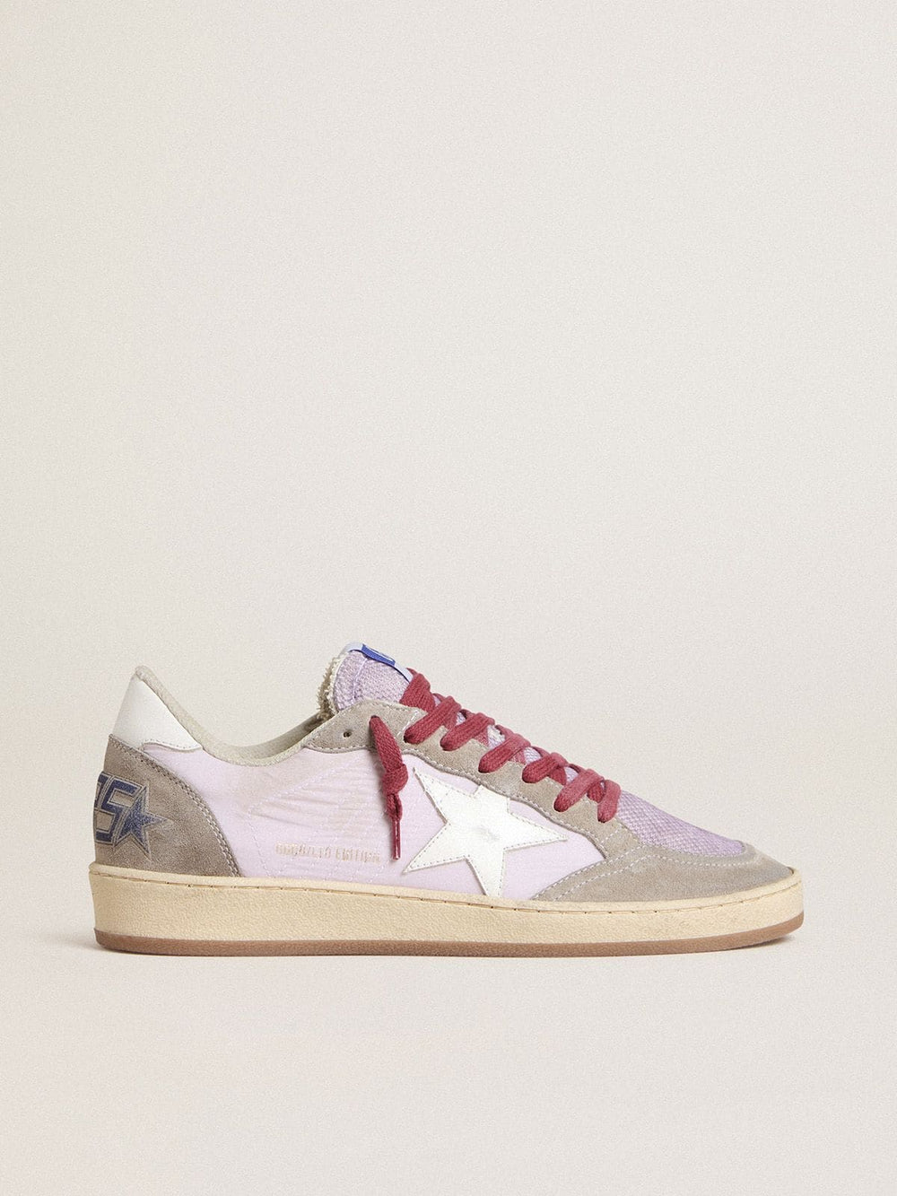 Golden Goose Women's Ball Star LTD in lilac nylon with white leather star and suede inserts
