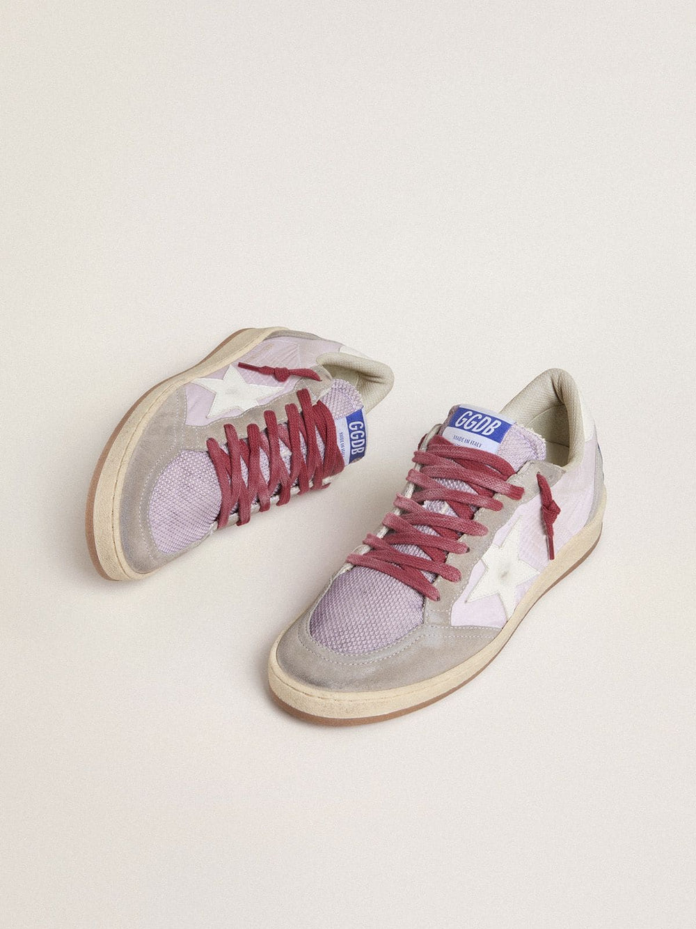 Golden Goose Women's Ball Star LTD in lilac nylon with white leather star and suede inserts
