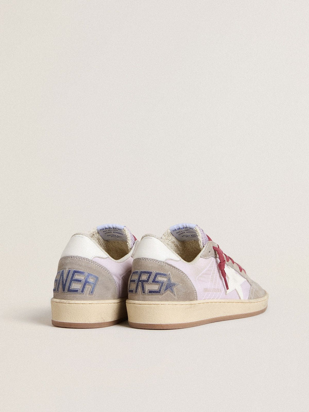 Golden Goose Women's Ball Star LTD in lilac nylon with white leather star and suede inserts