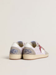 Golden Goose Women's Ball Star LTD in lilac nylon with white leather star and suede inserts
