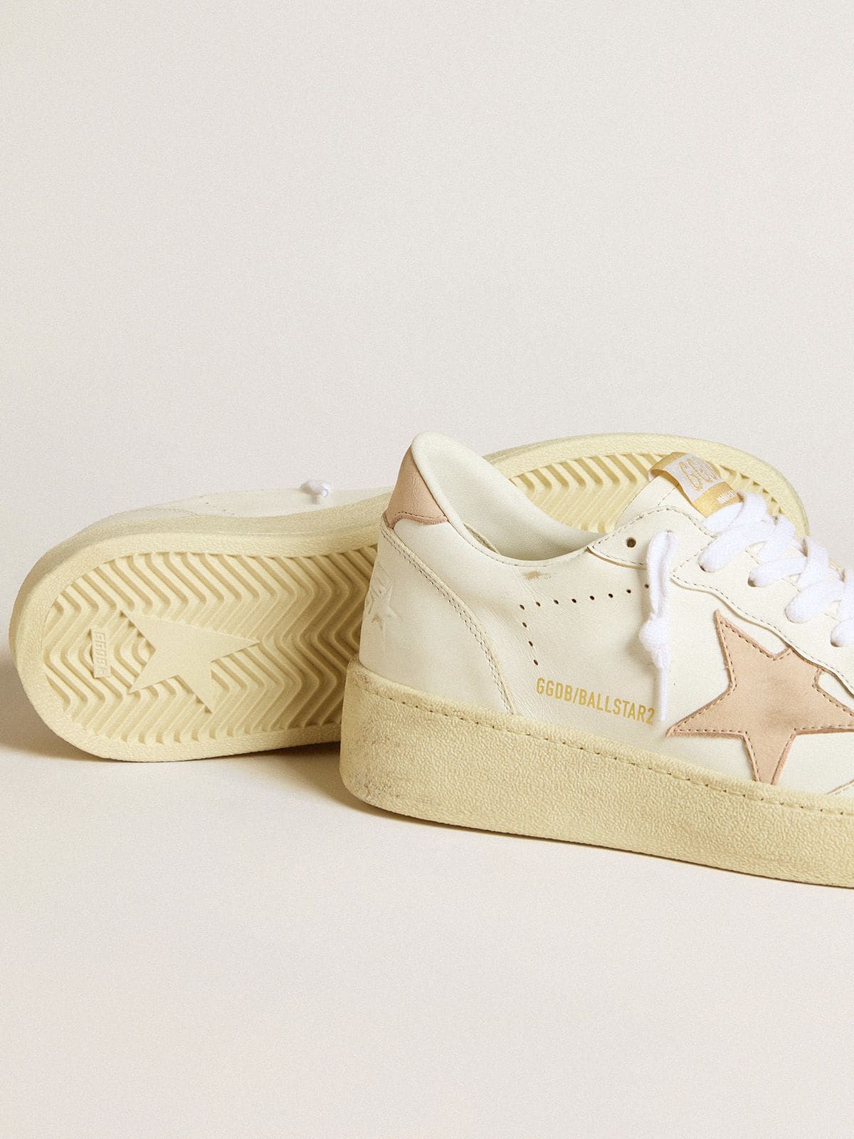 Golden Goose Women's Ball Star with pink nubuck star and heel tab
