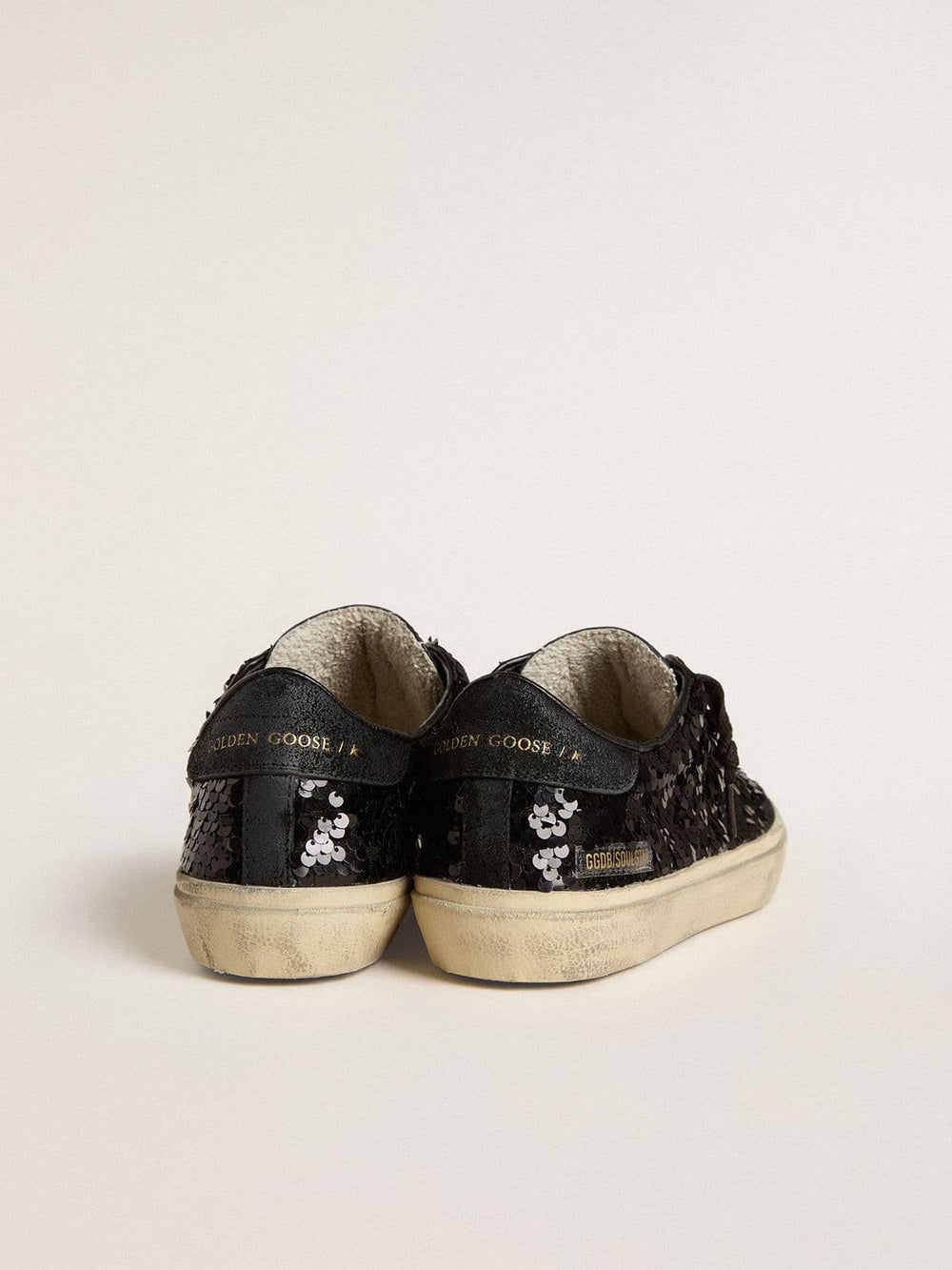 Golden Goose Women's Soul Star in black sequins with black suede heel tab