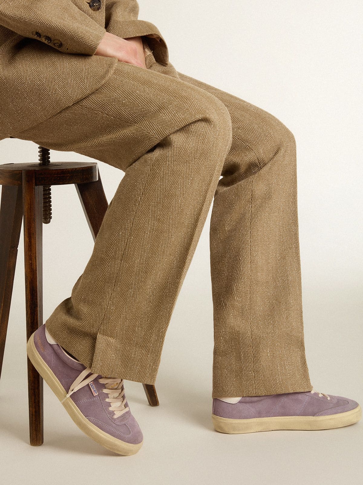Golden Goose Women's Soul Star in lilac suede with white leather heel tab