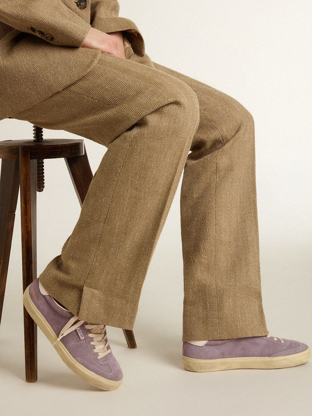 Golden Goose Women's Soul Star in lilac suede with white leather heel tab