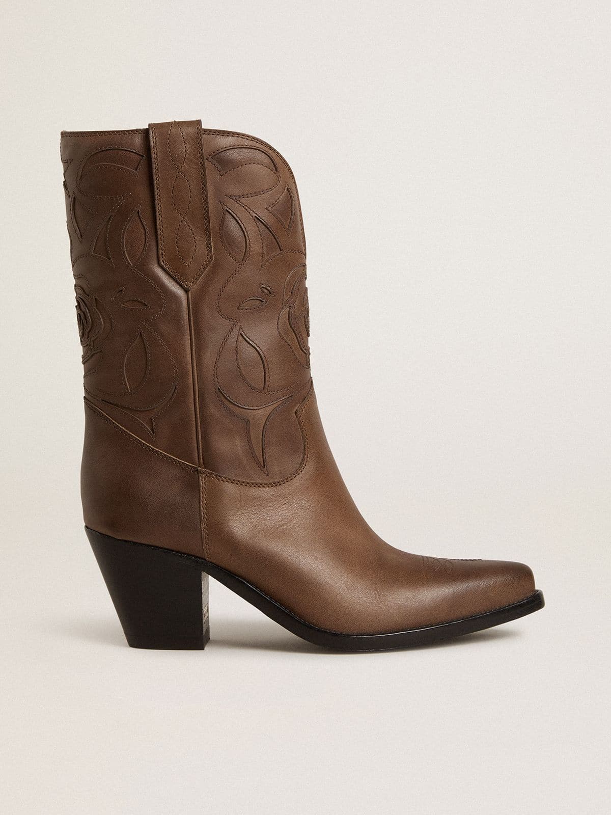 Golden Goose Wish Star boots in dove-gray leather with tone-on-tone inlay details