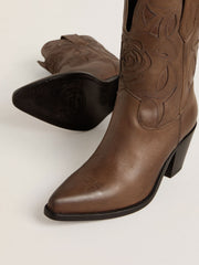 Golden Goose Wish Star boots in dove-gray leather with tone-on-tone inlay details