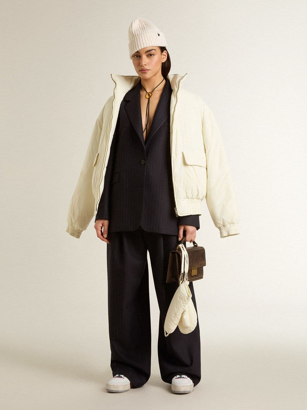 Golden Goose Women's Forty2 with black star and silver foiled leather heel tab
