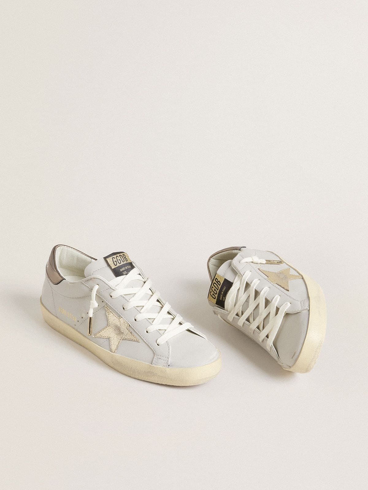 Golden Goose Super-Star with crackle leather star and metallic foiled leather heel tab