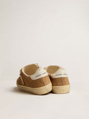 Golden Goose Women's Soul Star in camel-colored suede with white leather heel tab and tongue
