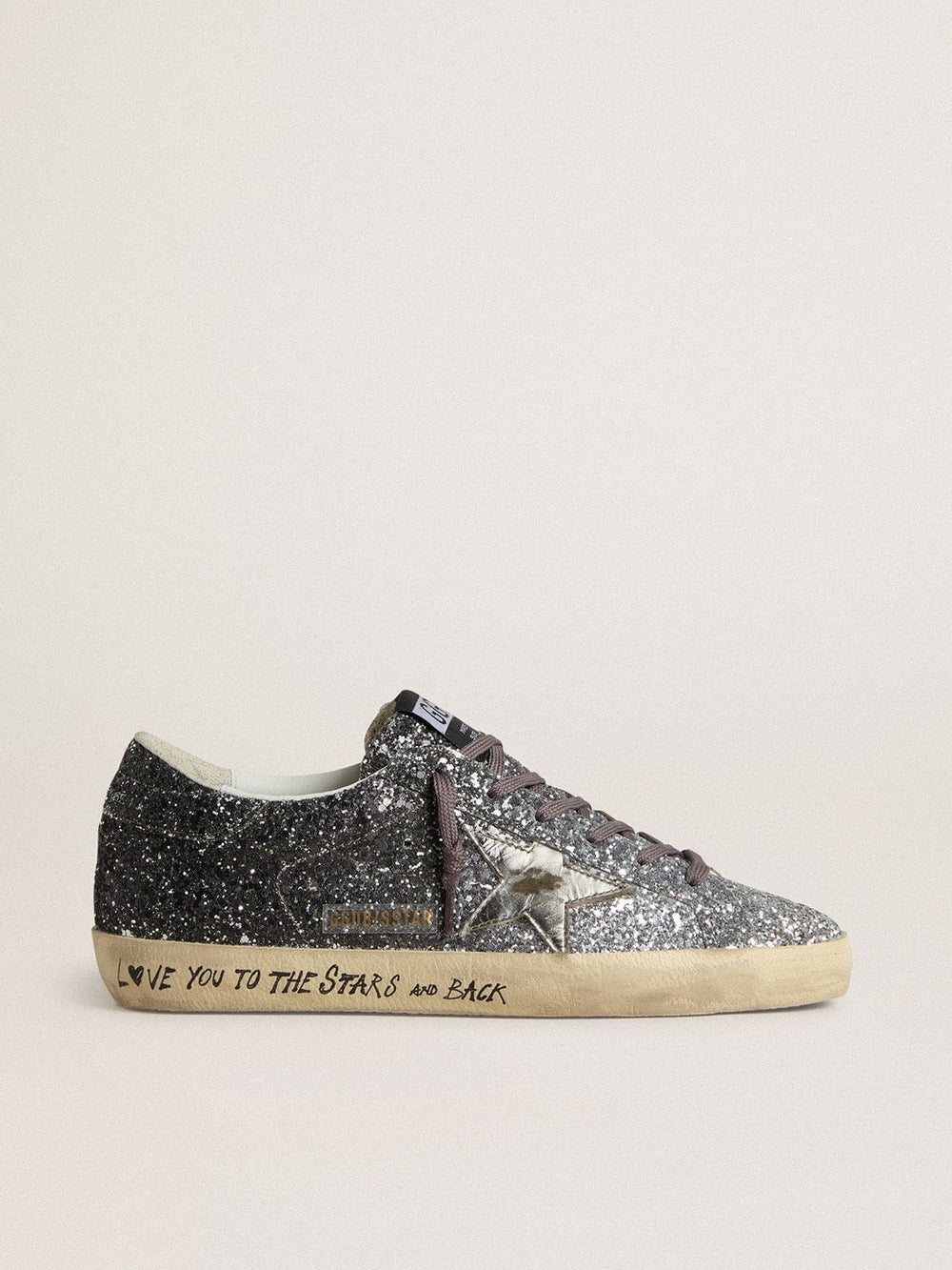 Golden Goose Women's Super Star with glitter upper and silver metallic leather star
