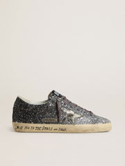 Golden Goose Women's Super Star with glitter upper and silver metallic leather star