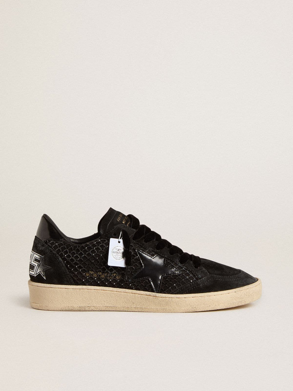 Golden Goose Women’s Ball Star in mesh with Swarovski crystals and black laminated leather star and heel tab