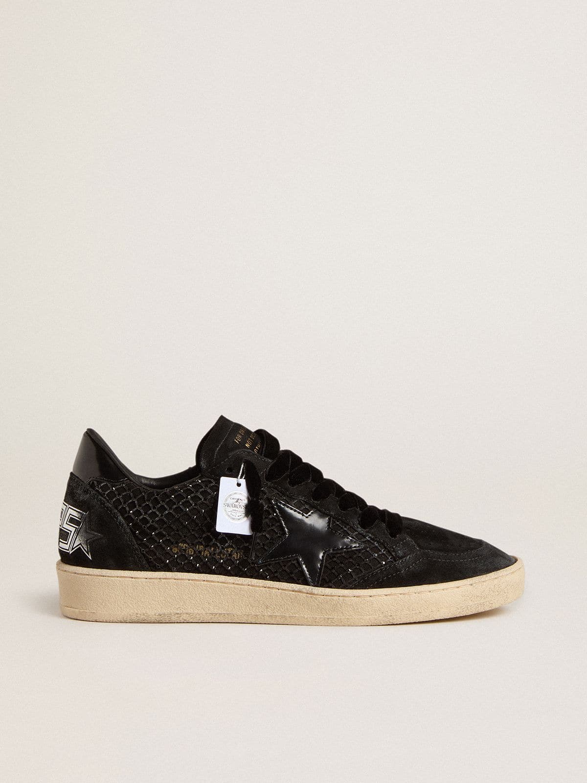 Golden Goose Women’s Ball Star in mesh with Swarovski crystals and black laminated leather star and heel tab