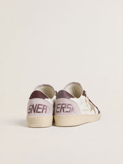 Golden Goose Women's Ball Star LTD in nappa with platinum foiled leather star and burgundy nubuck leather heel tab