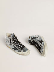 Golden Goose Women’s Francy in nylon with all-over silver sequins and black leather star
