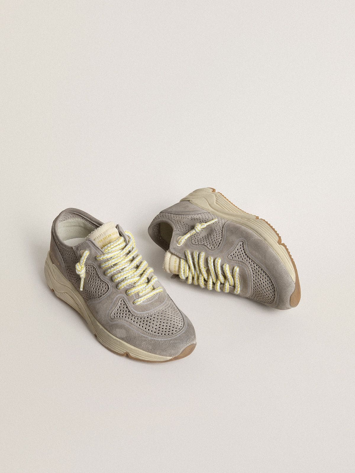 Golden Goose Women's Running Sole in gray suede with gray suede star and heel tab