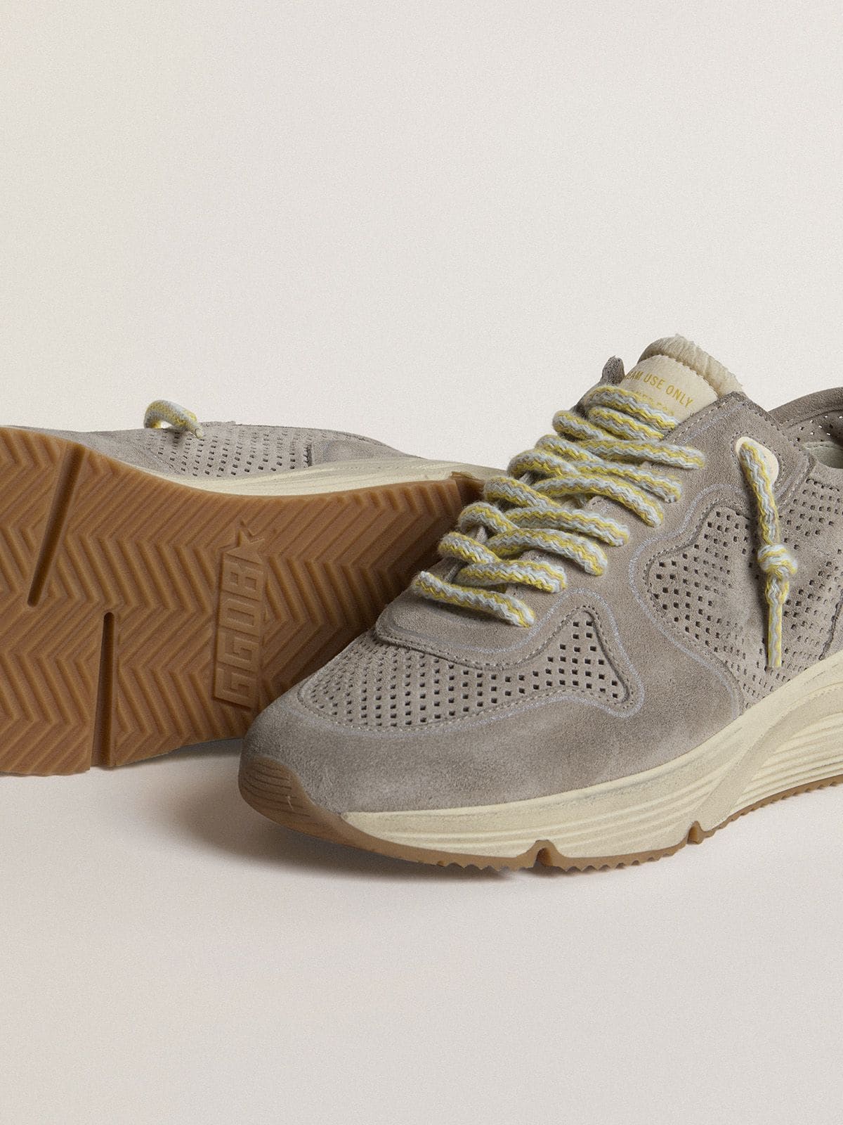 Golden Goose Women's Running Sole in gray suede with gray suede star and heel tab