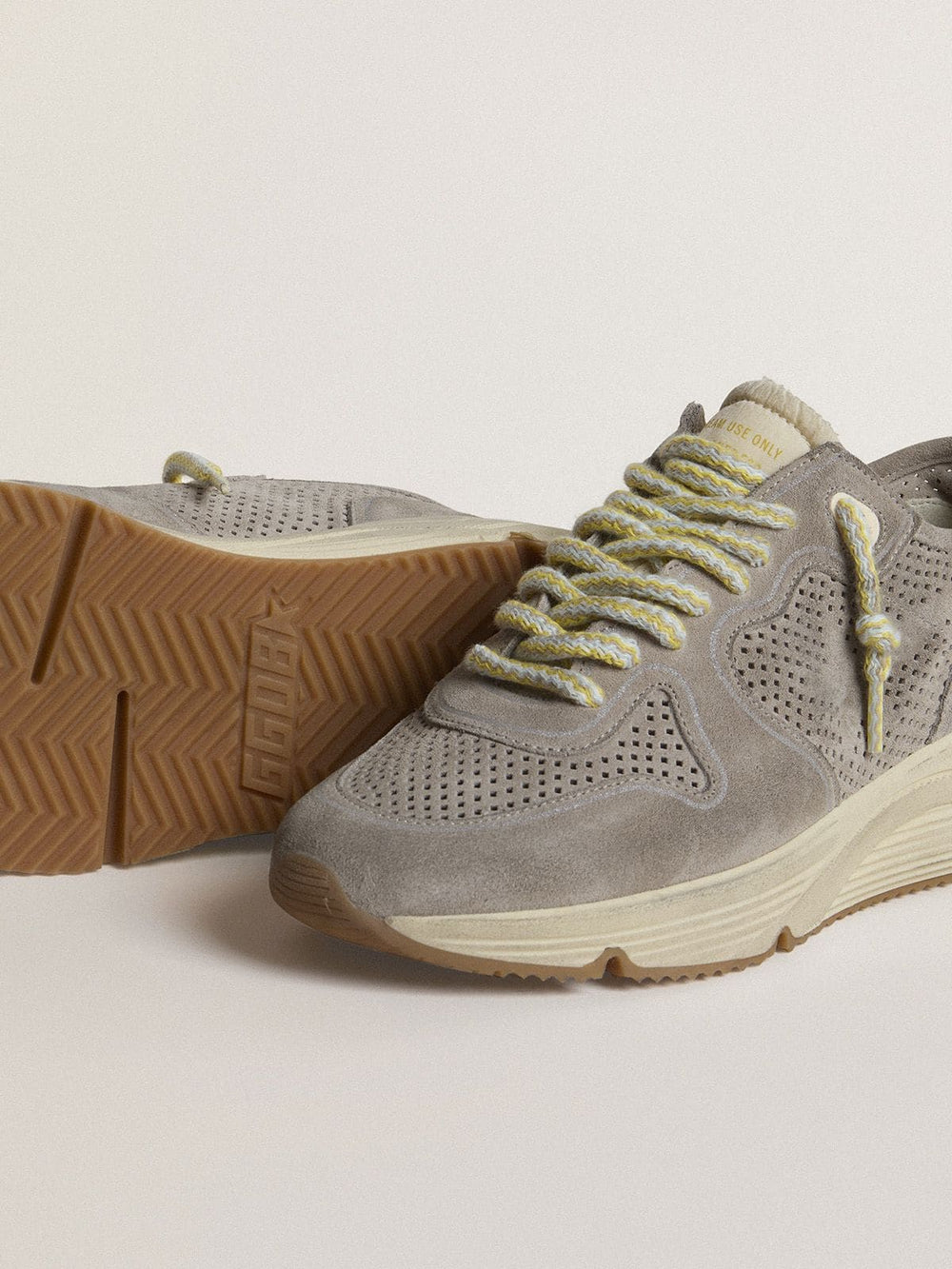 Golden Goose Women's Running Sole in gray suede with gray suede star and heel tab