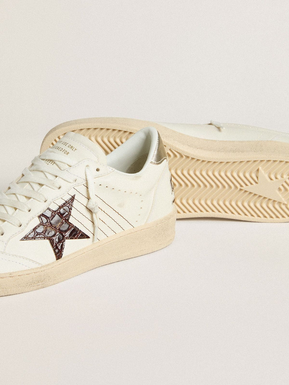 Golden Goose Ball Star with burgundy croc-print leather star and gold heel tab