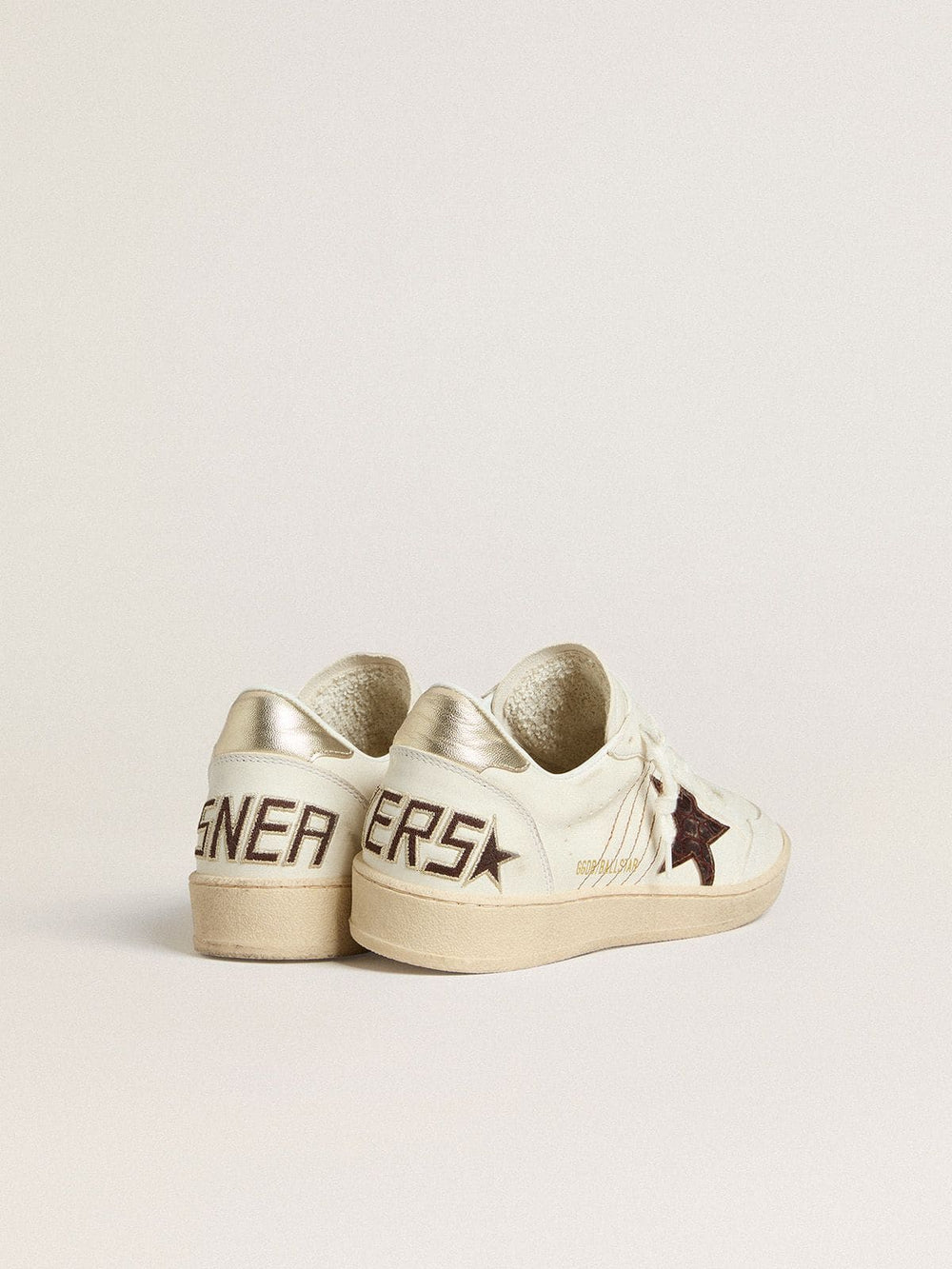 Golden Goose Ball Star with burgundy croc-print leather star and gold heel tab