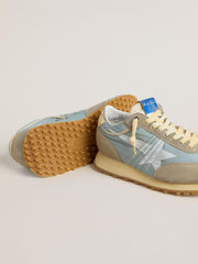 Golden Goose Women’s Marathon with light blue nylon upper and pastel blue star