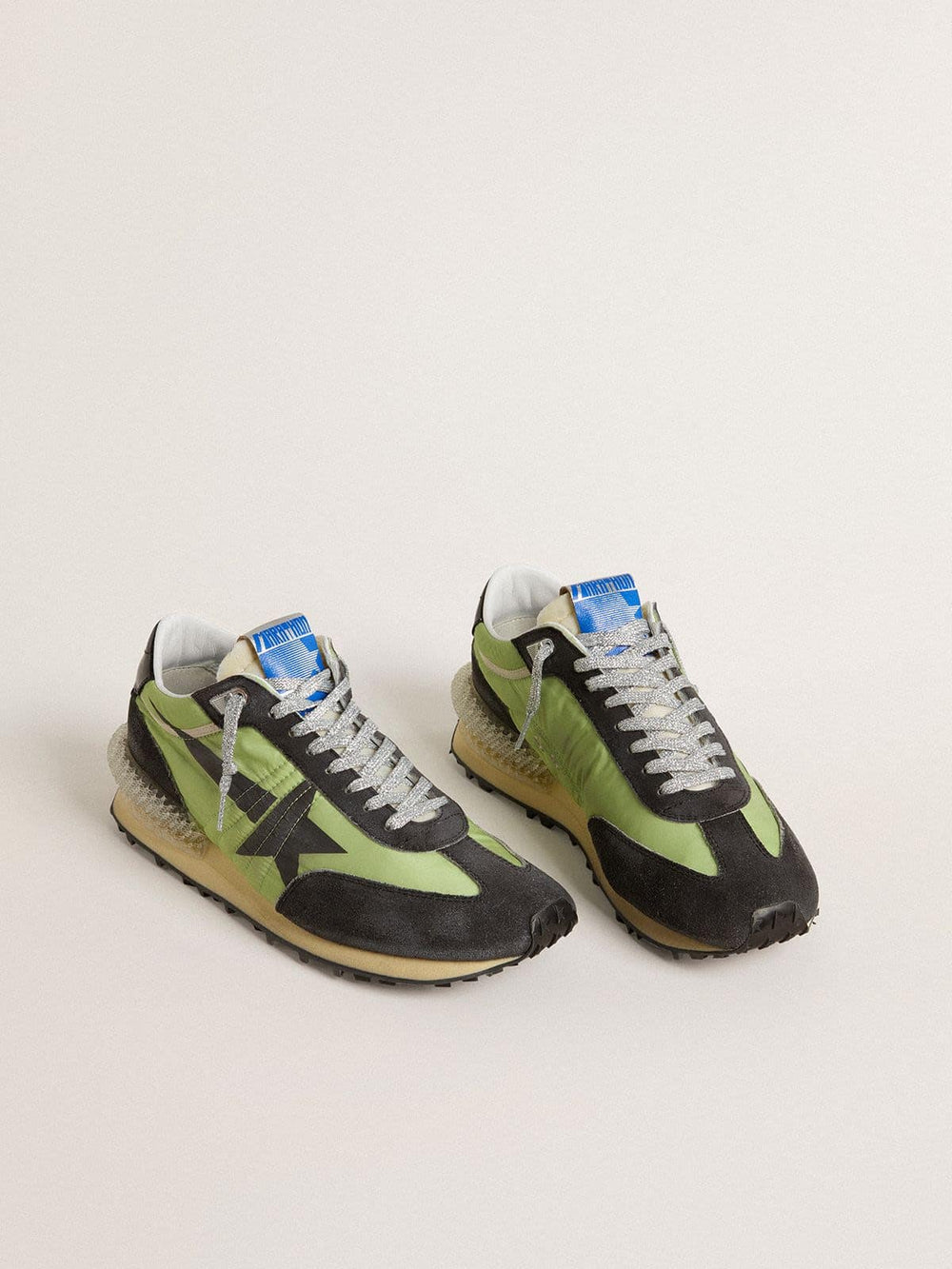 Golden Goose Women’s Marathon with green nylon upper and black star