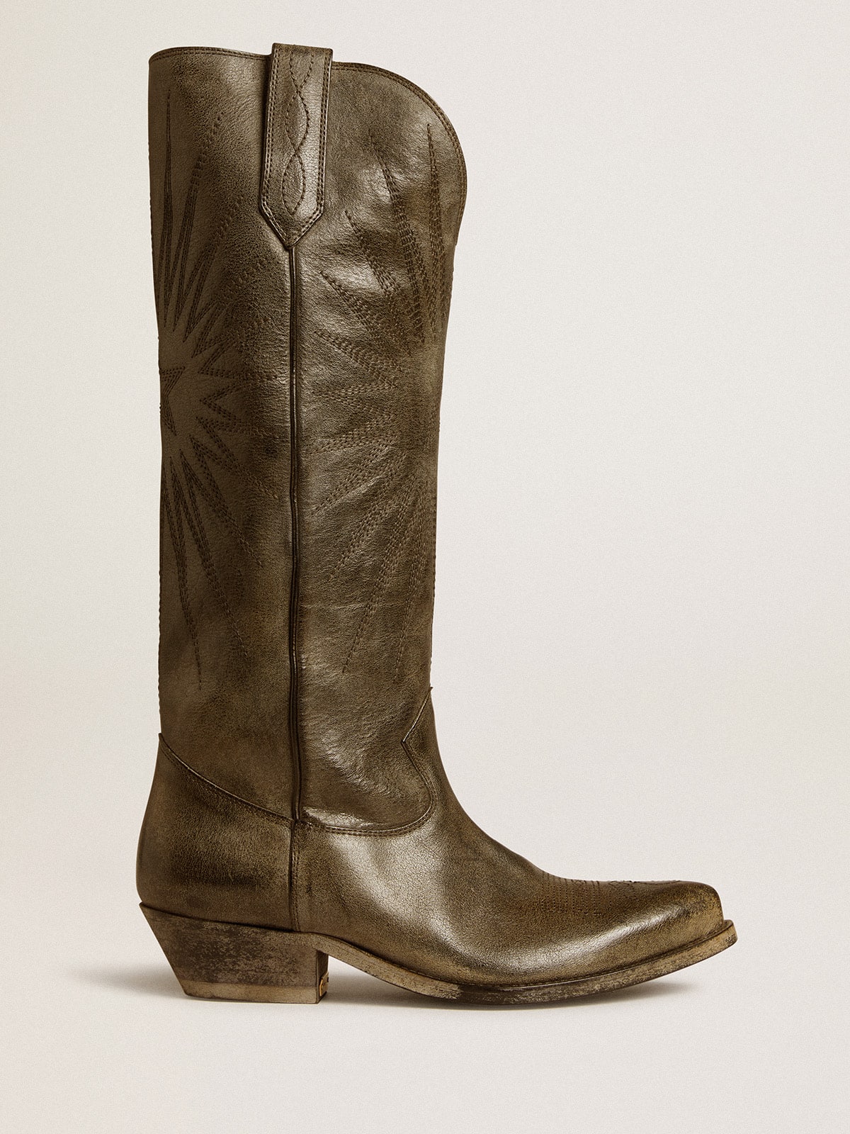 Golden Goose Women's Wish Star boots in black leather with star embroidery