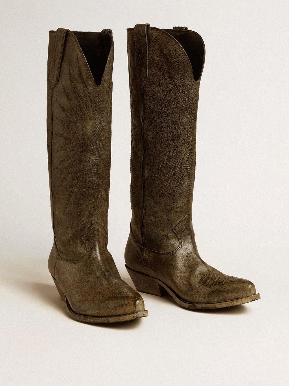 Golden Goose Women's Wish Star boots in black leather with star embroidery