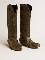 Golden Goose Women's Wish Star boots in black leather with star embroidery