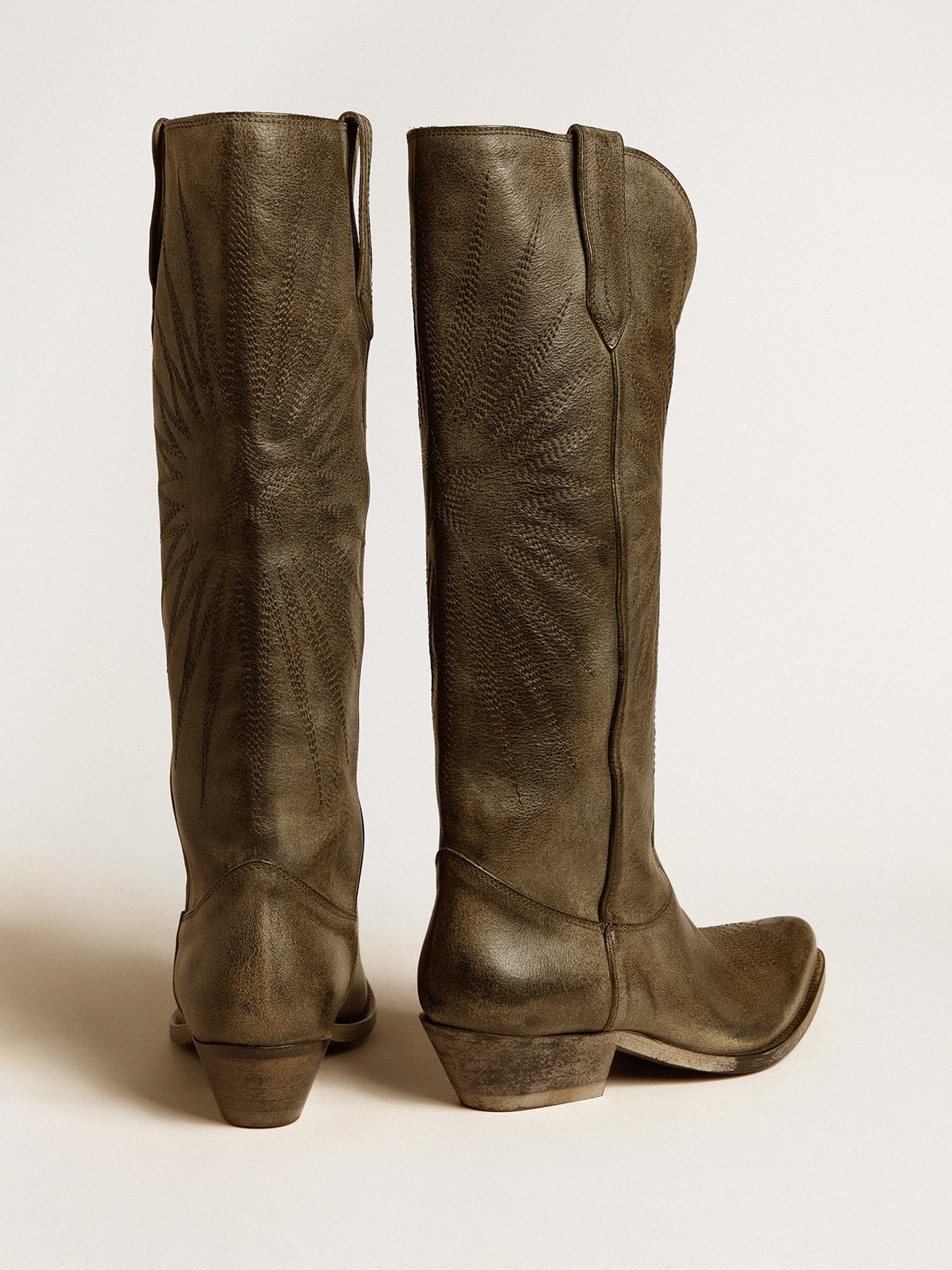 Golden Goose Women's Wish Star boots in black leather with star embroidery