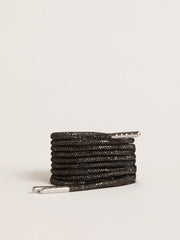 Golden Goose Black laces with silver-colored Swarovski rhinestones