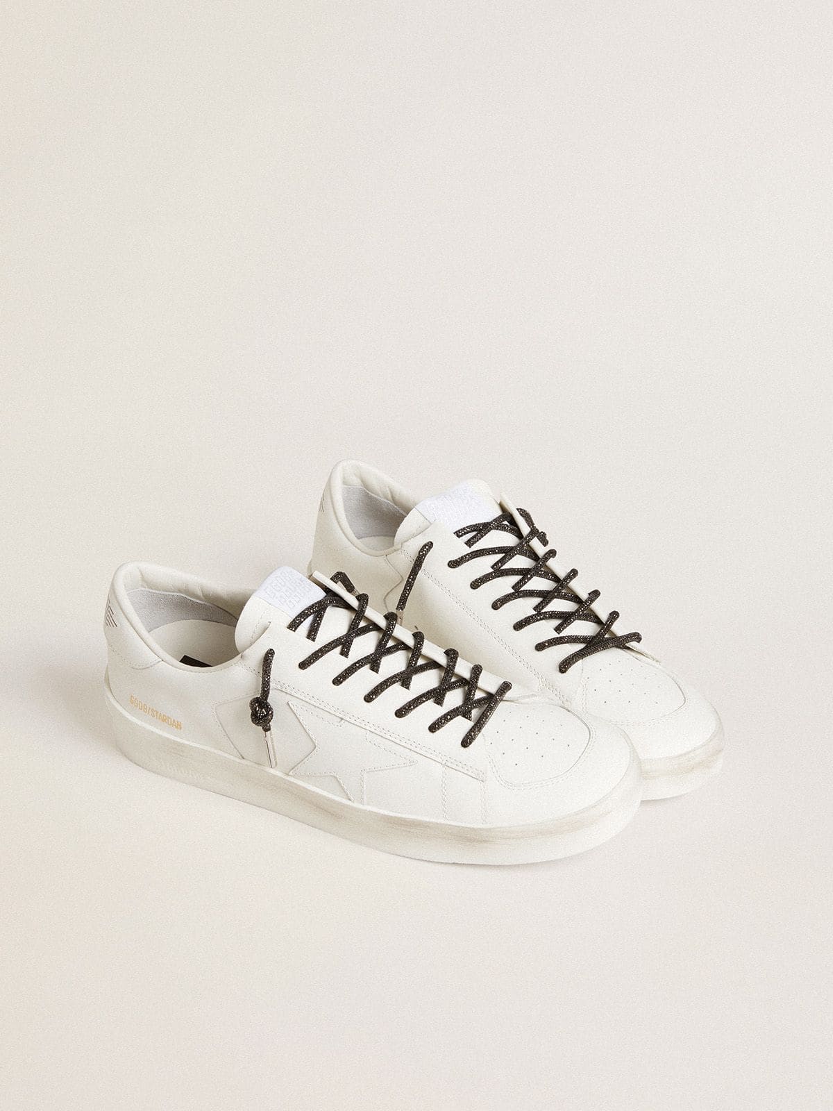 Golden Goose Black laces with silver-colored Swarovski rhinestones